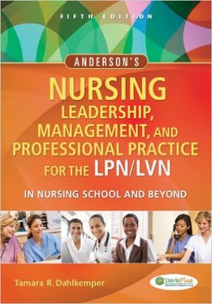 Test Bank for Andersons Nursing Leadership Management and Professional Practice For The LPN LVN 5th Edition by Tamara R Dahlkemper