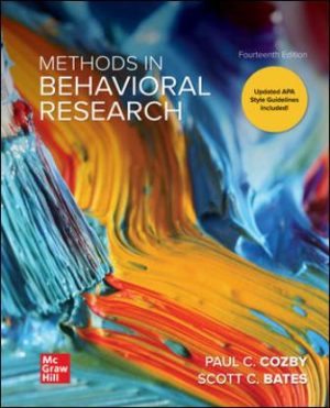 Methods in Behavioral Research 14th Edition Cozby