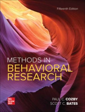 Methods in Behavioral Research 15th Edition Cozby